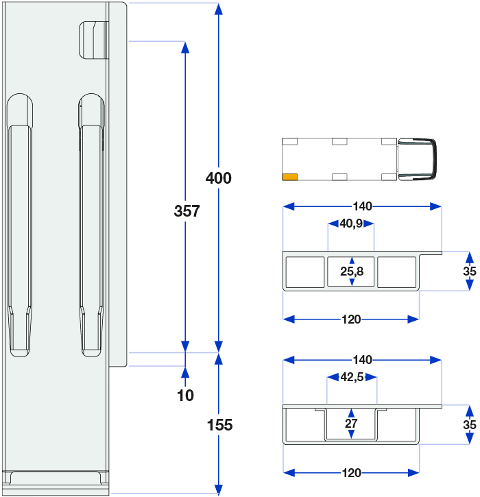 Bakstolpe høyre BBE 1-port