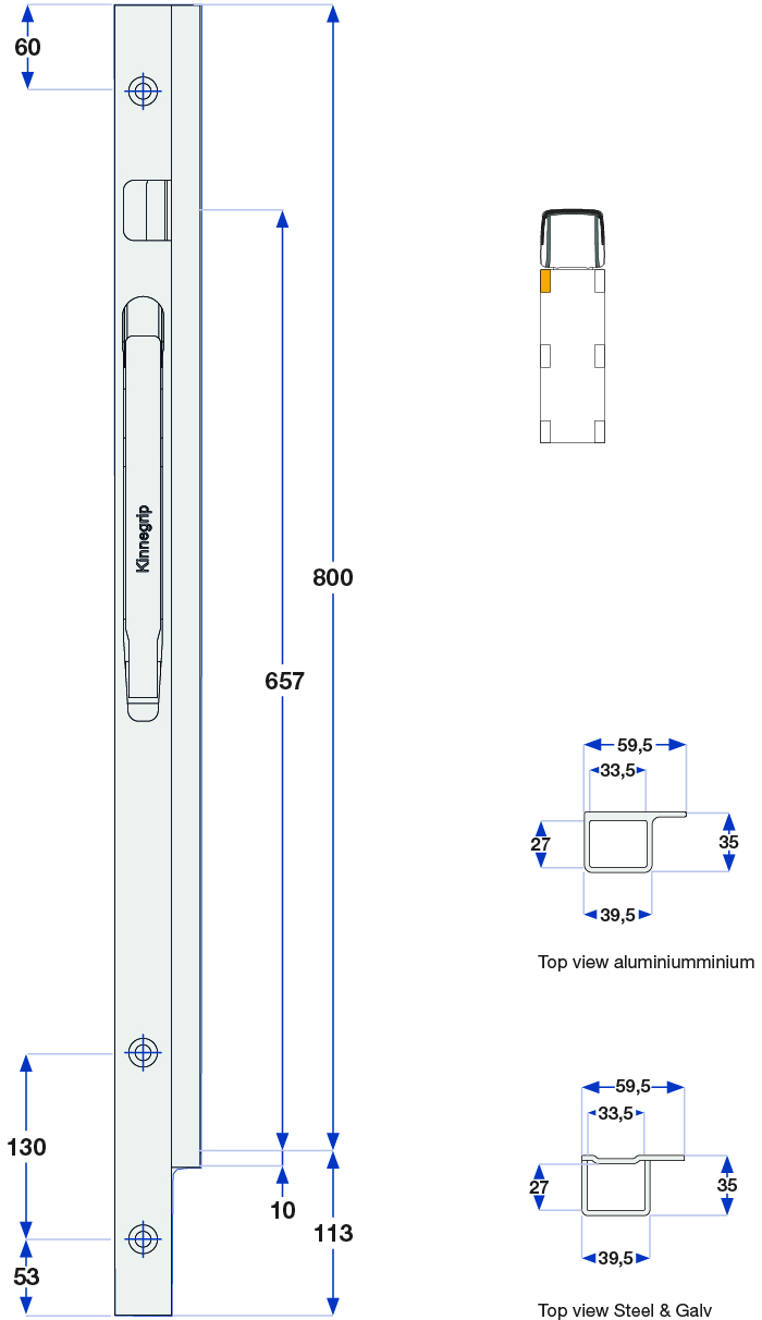 Teknisk tegning af låsemekanisme