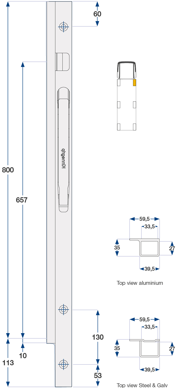 Mål og detaljer for låsemekanisme