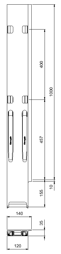 Bakstolpe høyre BBD 2-port