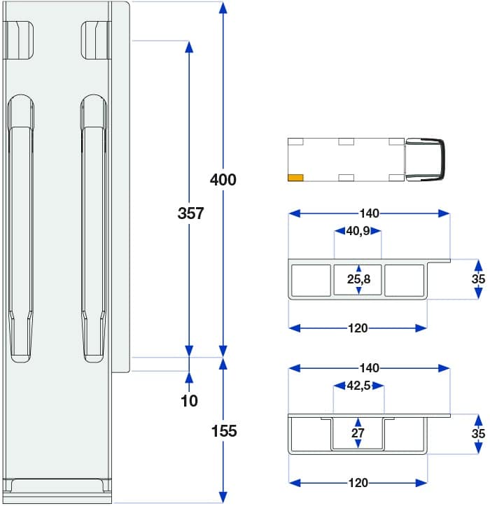 Bakstolpe høyre BBD ED 1-port