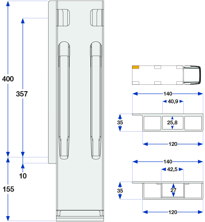 Bakstolpe venstre BBD ED 1-port