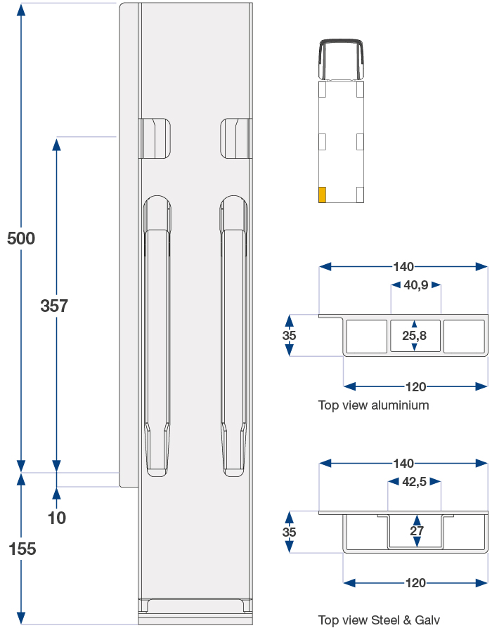 Bakstolpe venstre BBD ED 1-port