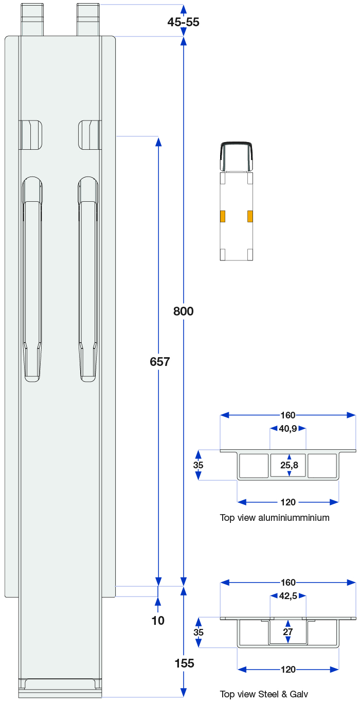 Sidestolpe Kinnetop TIR 1-port