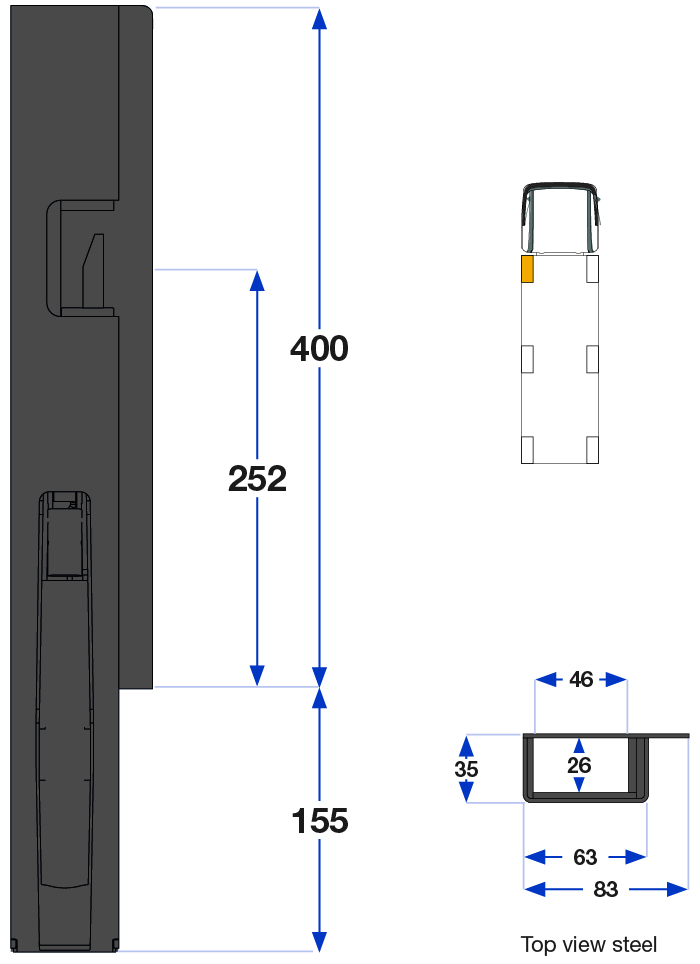 Teknisk tegning af metalprofil