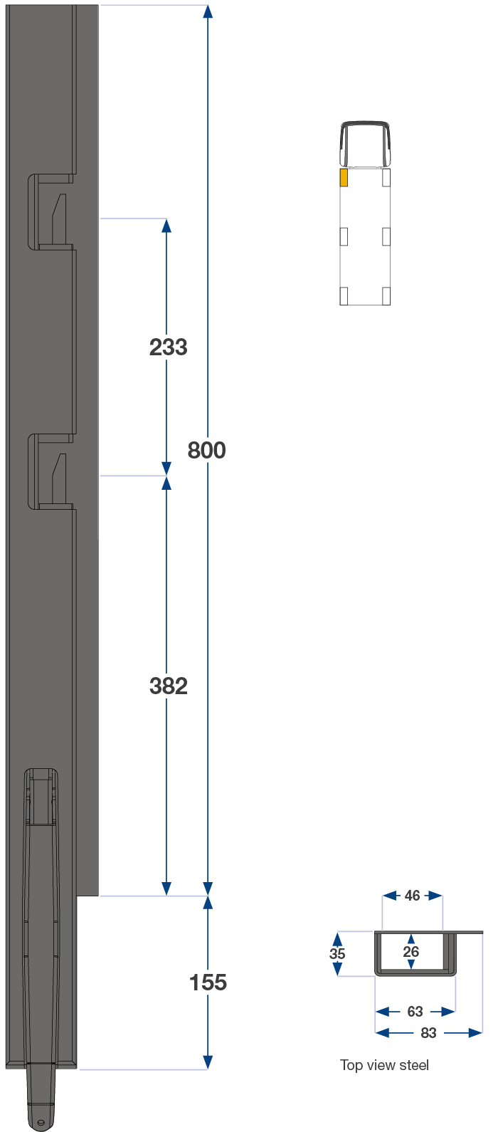Teknisk tegning af stålprofil