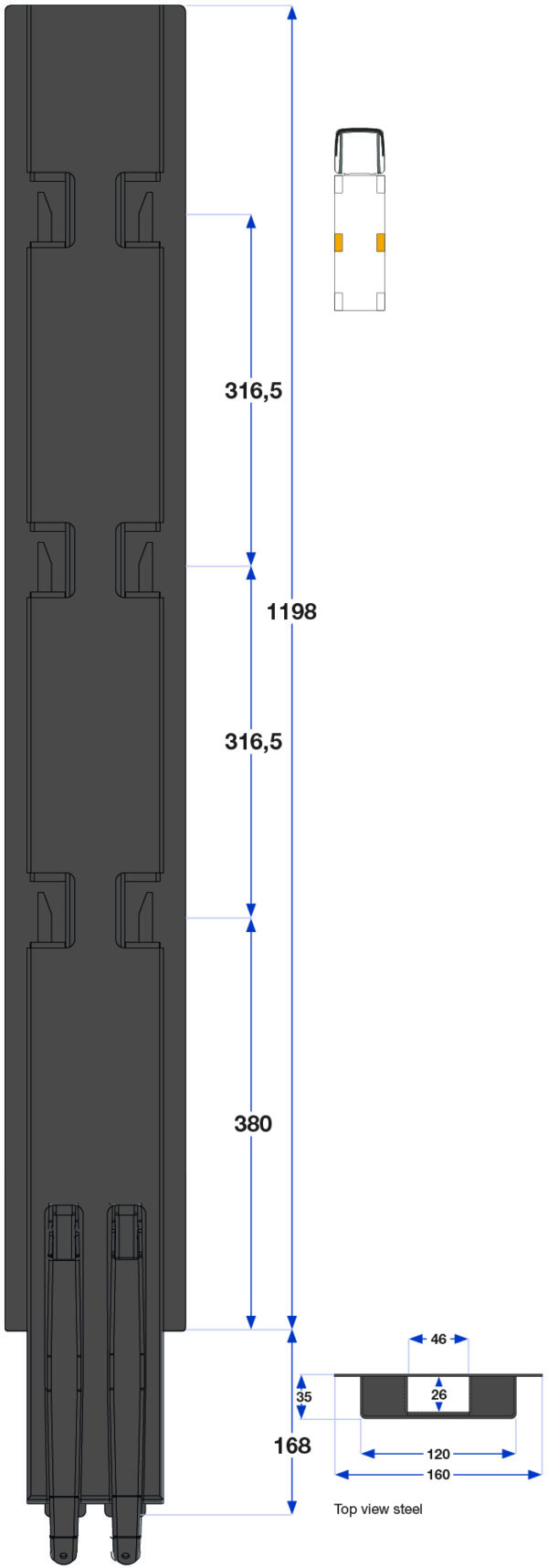 Sidestolpe 3-port